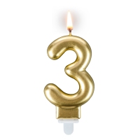 Świeczka urodzinowa "złota sztabka" - cyfra "3"