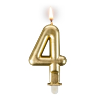 Świeczka urodzinowa "złota sztabka" - cyfra "4"