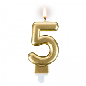 Świeczka urodzinowa "złota sztabka" - cyfra "5"