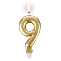 Świeczka urodzinowa "złota sztabka" - cyfra "9"