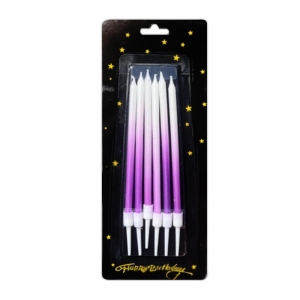 Świeczki urodzinowe - Cieniowane Fioletowo - Białe 6szt