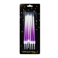 Świeczki urodzinowe - Cieniowane Fioletowo - Białe 6szt
