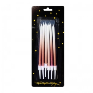 Świeczki urodzinowe - Cieniowane Miedziano - Białe 6szt