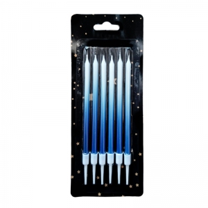 Świeczki urodzinowe - Cieniowane Niebiesko - Białe 6szt