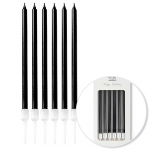 Świeczki urodzinowe czarne proste 6szt