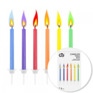 Świeczki urodzinowe - kolorowe płomienie 6szt
