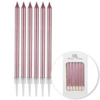 Świeczki urodzinowe różowe proste 6szt
