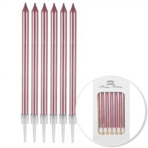 Świeczki urodzinowe różowe proste 6szt