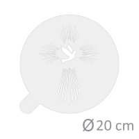 Szablon do aerografu - Komunijny - 20cm - KRZYŻ Z PROMIENI + GOŁĄBEK - 810