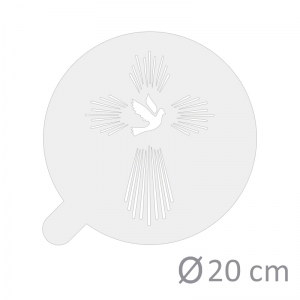 Szablon do aerografu - Komunijny - 20cm - KRZYŻ Z PROMIENI + GOŁĄBEK - 810