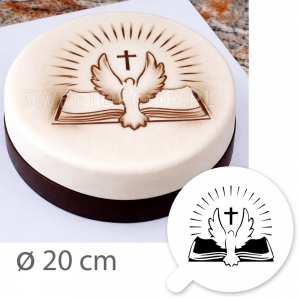 Szablon do aerografu - Komunijny - 20cm - KSIĘGA + GOŁĄBEK - 811
