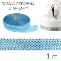 Taśma na bok tortu DIAMENTY - niebieska - wysokość 4 cm
