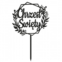 Topper Chrzest Święty Geometryczne - z gałązkami (221C)