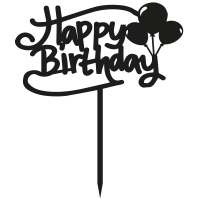 Topper - Happy birthday z balonami (051C)