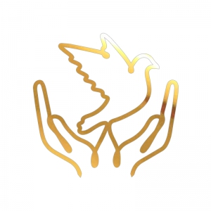 Topper na bok tortu - Dłonie z gołąbkiem - dekoracja komunijna (244LZ)