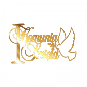 Topper na bok tortu - I Komunia Święta z gołąbkiem (258LZ)