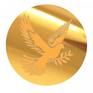 Topper na bok tortu - Kółko 6x6cm z dekorem "Gołębica" (273LZ)