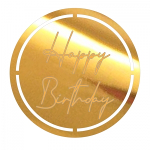 Topper na bok tortu - Kółko 6x6cm z Napisem "Happy Birthday" (267LZ)