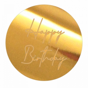 Topper na bok tortu - Kółko 6x6cm z Napisem "Happy Birthday" wz2 (268LZ)
