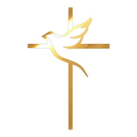 Topper na bok tortu - Krzyż cienki z gołąbkiem wz.1 (240LZ)