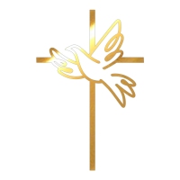 Topper na bok tortu - Krzyż cienki z gołąbkiem wz.2 (241LZ)