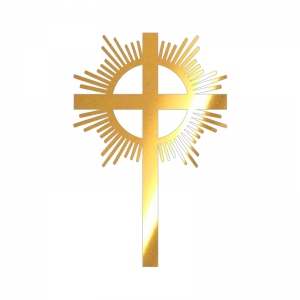 Topper na bok tortu - Krzyż w promieniach - Dekoracja komunijna (257LZ)