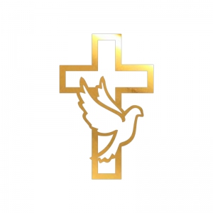 Topper na bok tortu - Krzyżyk obrys z gołąbkiem (243LZ)