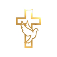 Topper na bok tortu - Krzyżyk obrys z gołąbkiem (243LZ)