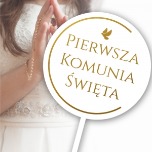 Topper - Premium Gold - Pierwsza Komunia Święta - 153N_B - Napis złoty