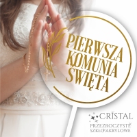 Topper - Premium Gold - Pierwsza Komunia Święta - 161N_T - Napis złoty na szkle akrylowym