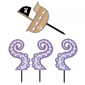 Topper z grafiką - Piraci + kraken (4 elementy) (128N)