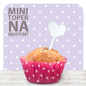 Toppery mini - dekoracja do muffinów - serduszko białe (10szt)
