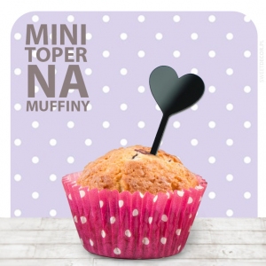 Toppery mini - dekoracja do muffinów - serduszko czarne (10szt)