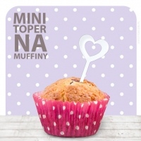 Toppery mini - dekoracja do muffinów - serduszko kontur białe (10szt)