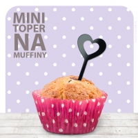 Toppery mini - dekoracja do muffinów - serduszko kontur czarne (10szt)