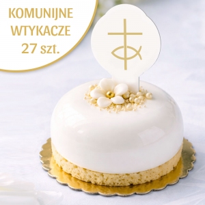 Wtykacze komunijne jadalne do deserów - Krzyż ryba 4214 - 27 szt