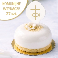 Wtykacze komunijne jadalne do deserów - Krzyż ryba 4214 - 27 szt