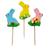 Zajączki wielkanocne na patyczkach - 3 kolory