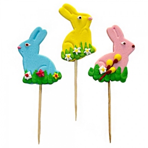 Zajączki wielkanocne na patyczkach - 3 kolory
