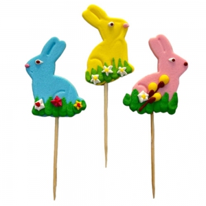Zajączki wielkanocne na patyczkach - 3 kolory