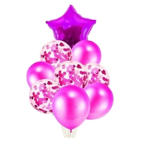 Zestaw dekoracyjny różowy - balony + gwiazdy - 9szt