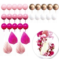 Zestaw Dekoracyjny - Różowy z Wachlarzami - 29 Elementów