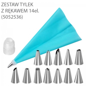 Zestaw do dekorowania - rękaw cukierniczy + adapter + tylki 12szt