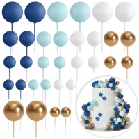 Zestaw kul ozdobnych - kule biało niebiesko złote - 50szt