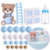 Zestaw ozdób dekoracyjnych - miś Baby - Błękitny