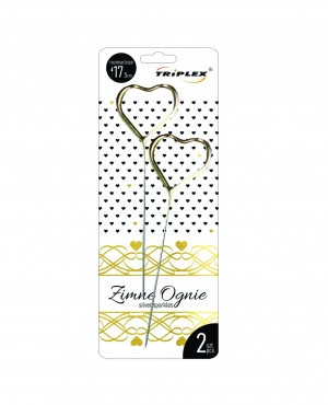 Zimne ognie - Serca  Złote 17,5cm - 2 szt